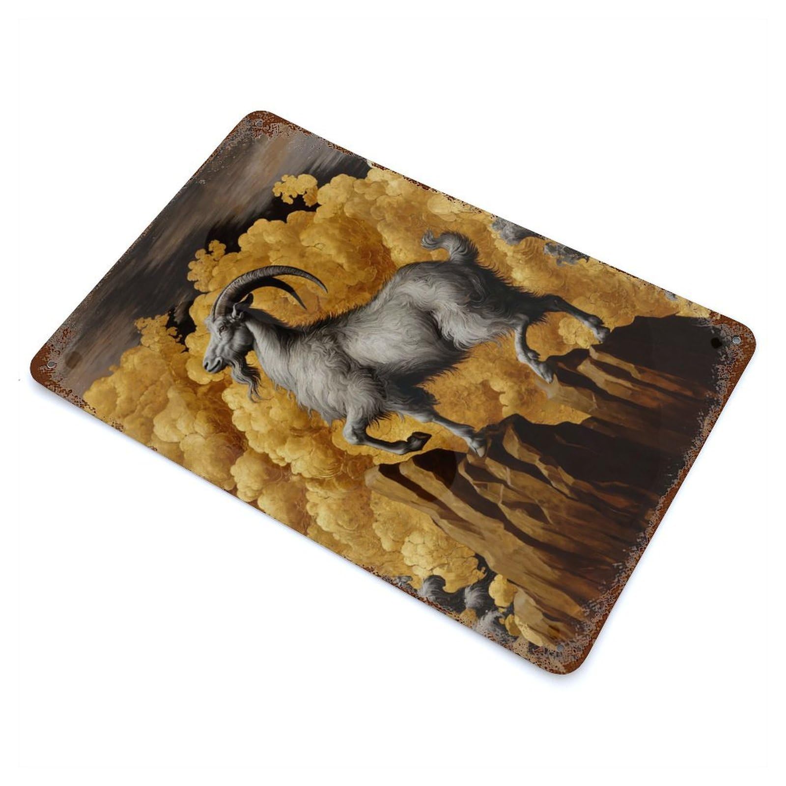 Gold X Goat Retro Metal Sign 11.8"x7.9", for Garage, Bar And Workshop Decor, Shabby Chic Decor