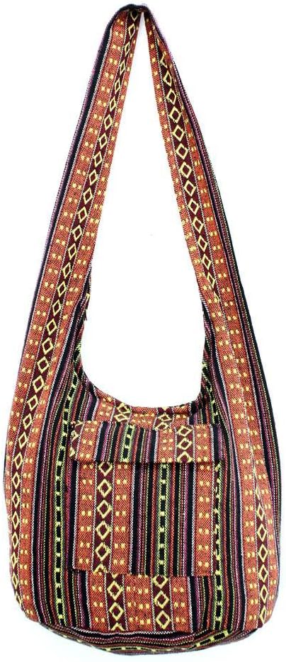 Tribal Hobo Cross Body Sling Bag Handmade in Thailand Boho Hipster Style Design