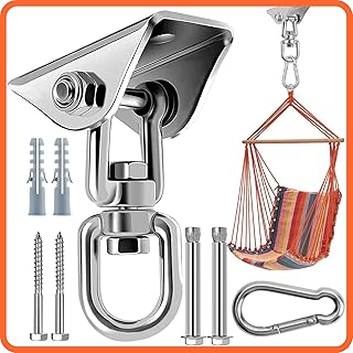 Heavy Duty Swing Hangers 360°Rotate Heavy Duty Hooks for Hanging 304 Stainless Steel Swivel Hammock Hooks Swing Hook for Ceiling Wooden Porch, Gym Yoga Suspension Hooks Swing kit With 450 kg Capacity
