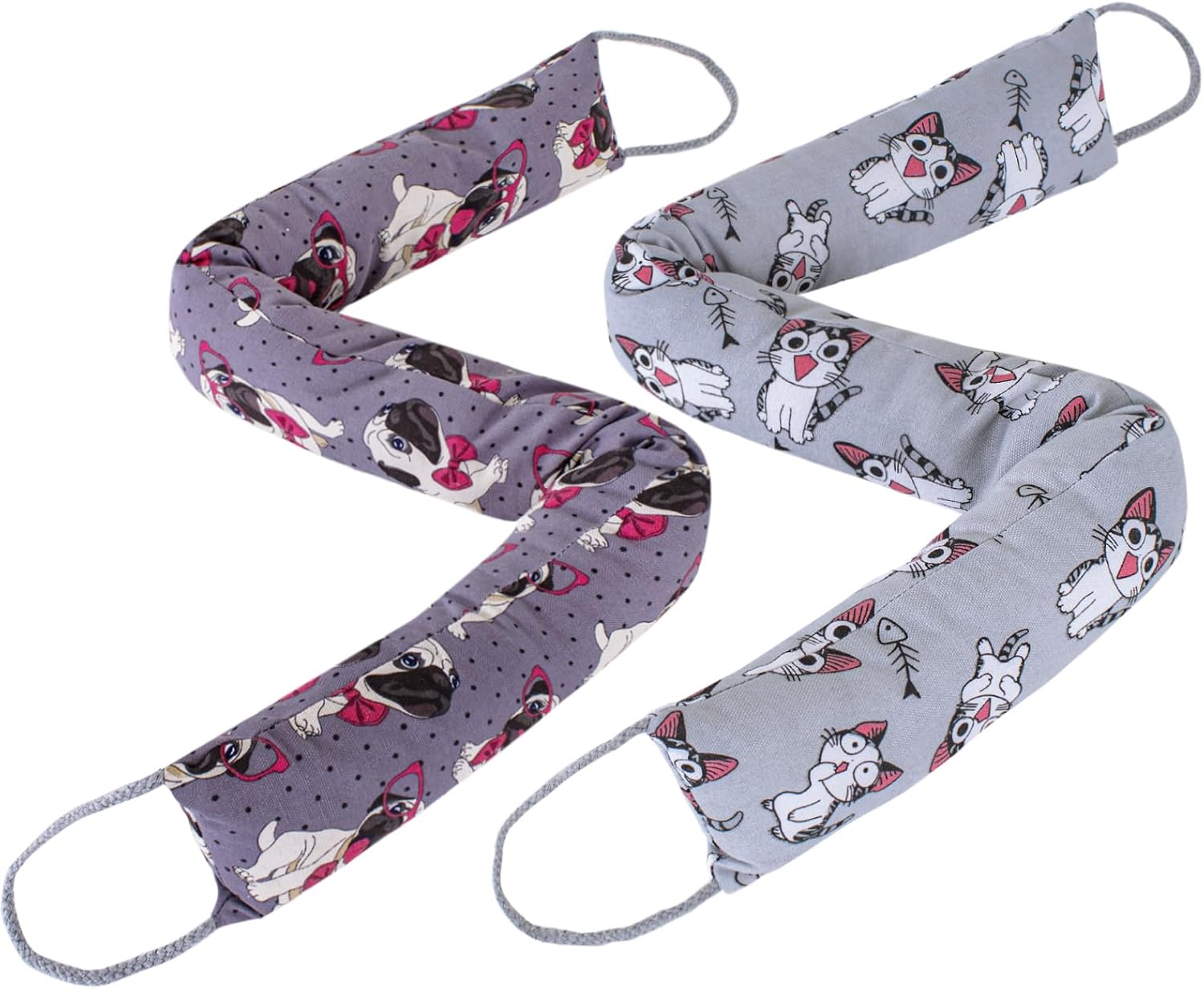 Weighted Door Draft Stopper, 2 Pack 48 Inch Under Door Blocker, Bottom of Door Window Air Noise Light Gap Filler, Saving Energy Cartoon Print Canvas Cotton 2.8Lb