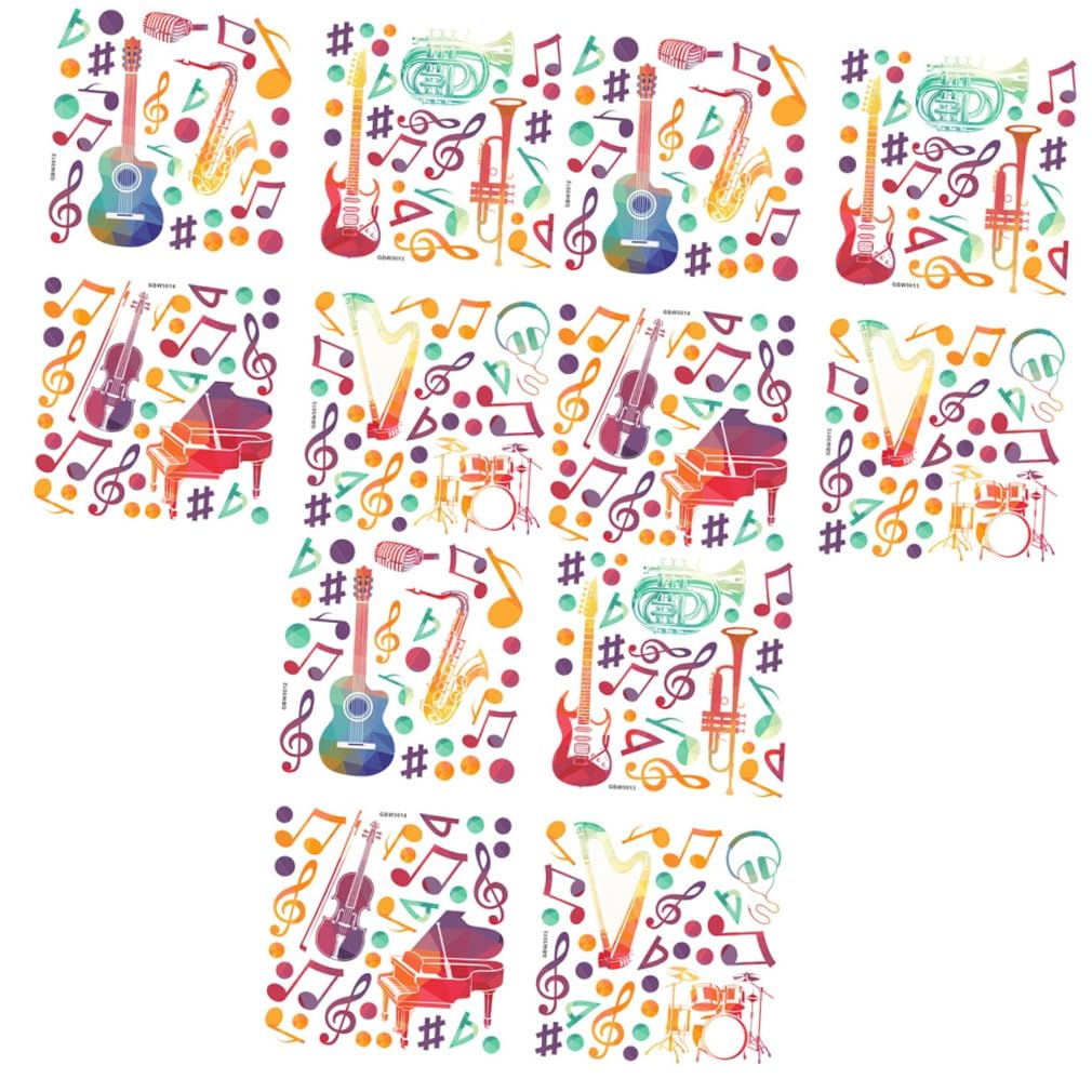 jojofuny 12pièces Autocollants Muraux Amovibles Forme De Notes Pour Décoration De Salle De Musique Stickers Pvc