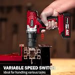 AVID POWER 20V Ensemble de forage sans fil pour la maison DIY & Projets débutants - Léger Power Perceuse avec chargeur de batterie & 22 Bits, vitesse variable, 3/8" Keyless Chuck, idéal pour l'assemblage de meubles (rouge foncé)