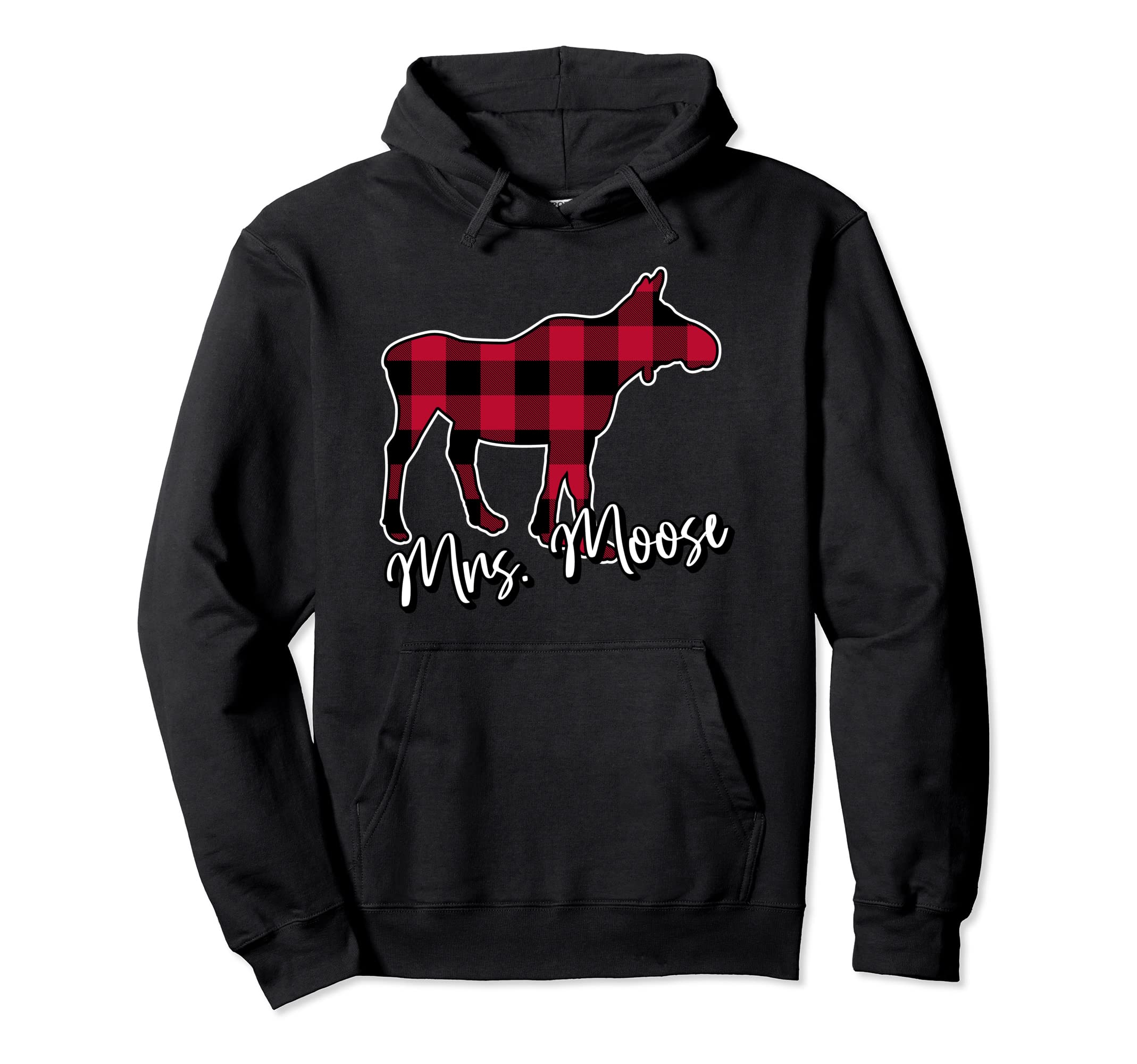 Mrs Moose Buffalo Plaid Matching Couple Holiday Pajamas Pullover Hoodie