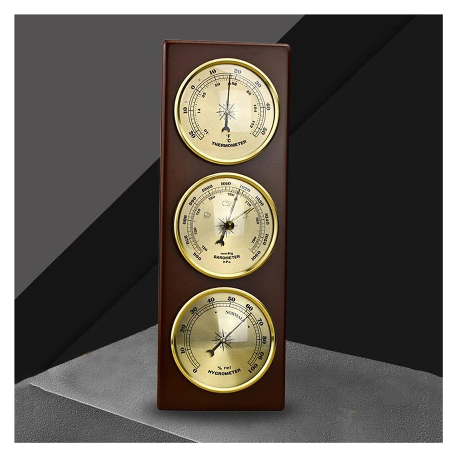 Barometer, Analoge Wetterstation, Wandmontierte Wetterstation aus Holz, Barometer for zu Hause, geeignet for Büro, Familie, Hotel