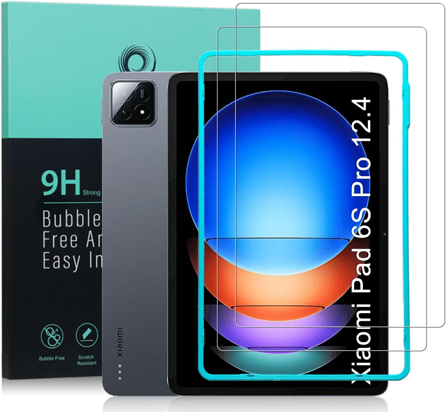 Ibywind Screen Protector For Xiaomi Pad 6S Pro 12.4 Inches [2 Pack],with 2 Pcs Tempered Glass [Fingerprint Reader,Easy to install]