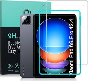 Ibywind Screen Protector Compatible with Xiaomi Pad 6S Pro (12.4 Pollici) with Easy Install Kit (Centre Frame) Bubble-Free Scratch-Resistant Screen Protector with 9H Hardness