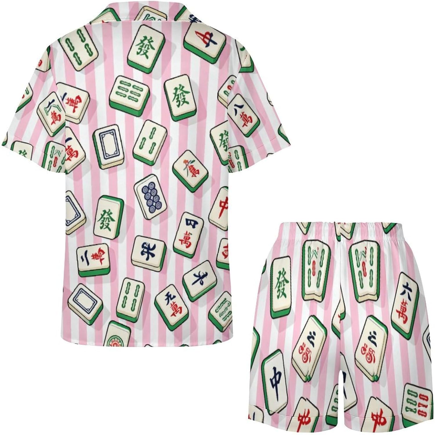 Pajamas for Women Set 2 Piece Pink Mahjong Hearts Button Down Pajamas Women Pj Sets Short Pajama Set for Women