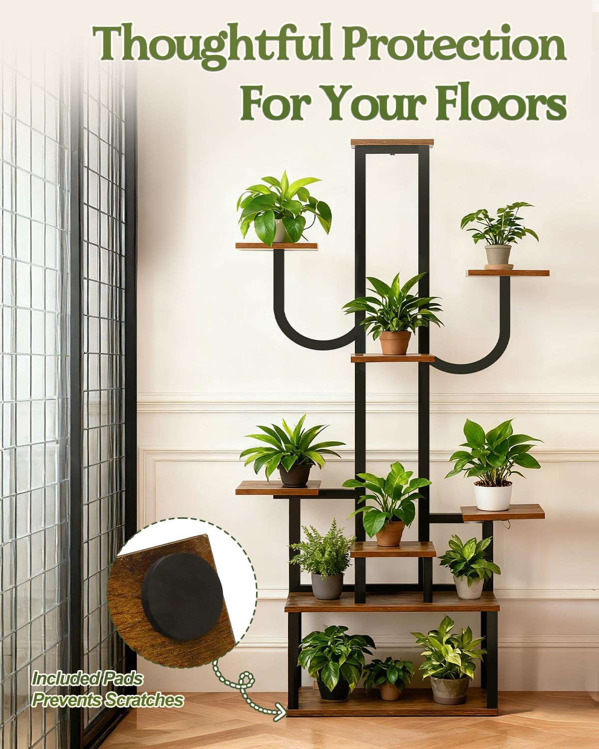 joyhalo Plant Stand Indoor with Grow Lights, 9 Tiered 65" Tall Indoor Plant Shelves for Multiple Plants, Lighted Corner Plants Stands with Adjustable Brightness & Timer for Home Decor