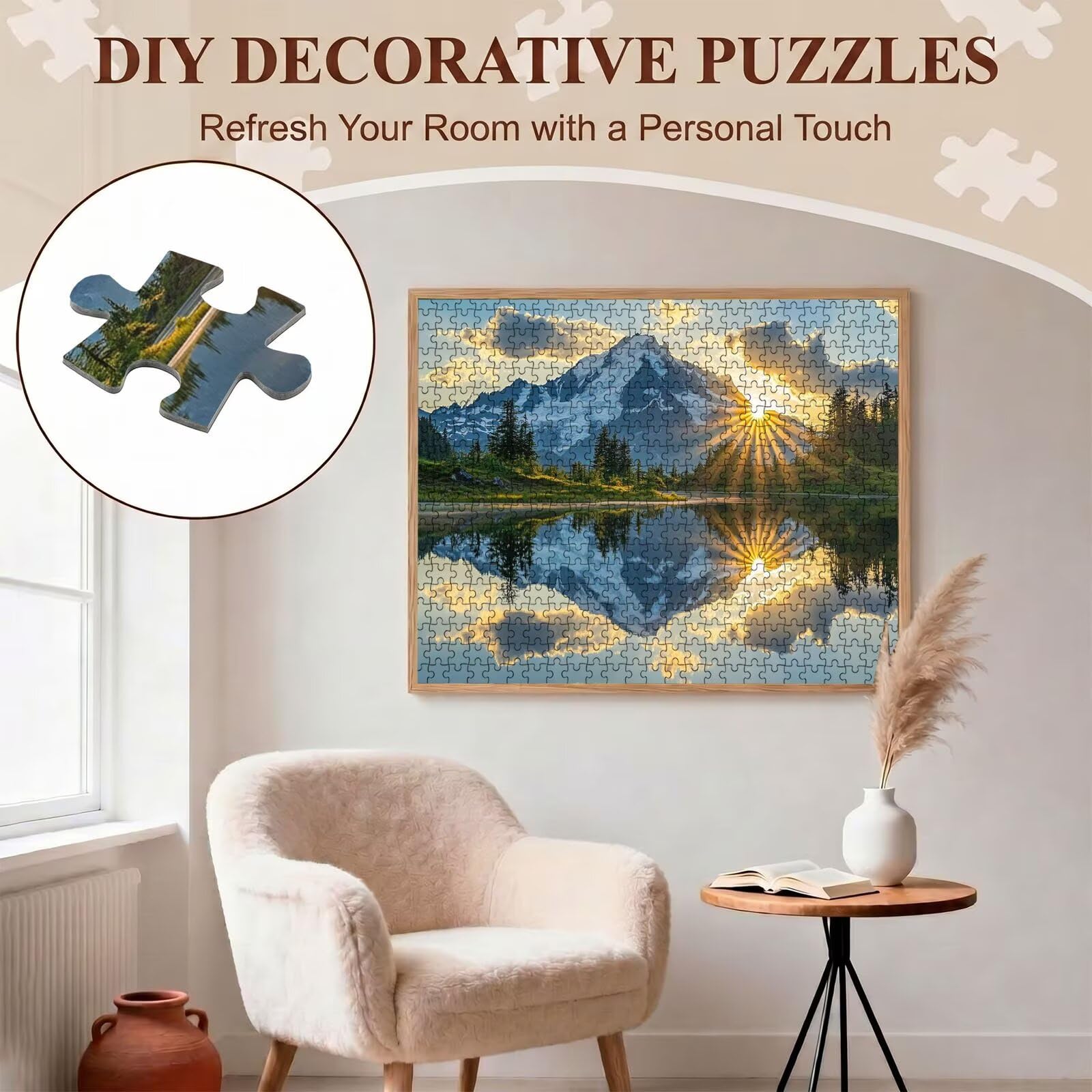 Paysage Coucher Soleil Puzzle 6000 Pièces pour Adultes, Format 179 x 105 cm, Challenge Casse-Tête de Famille, Loisirs Créatifs et Relaxation, Pièces Robustes avec Lettres au Dos, Décor Murale f0-525
