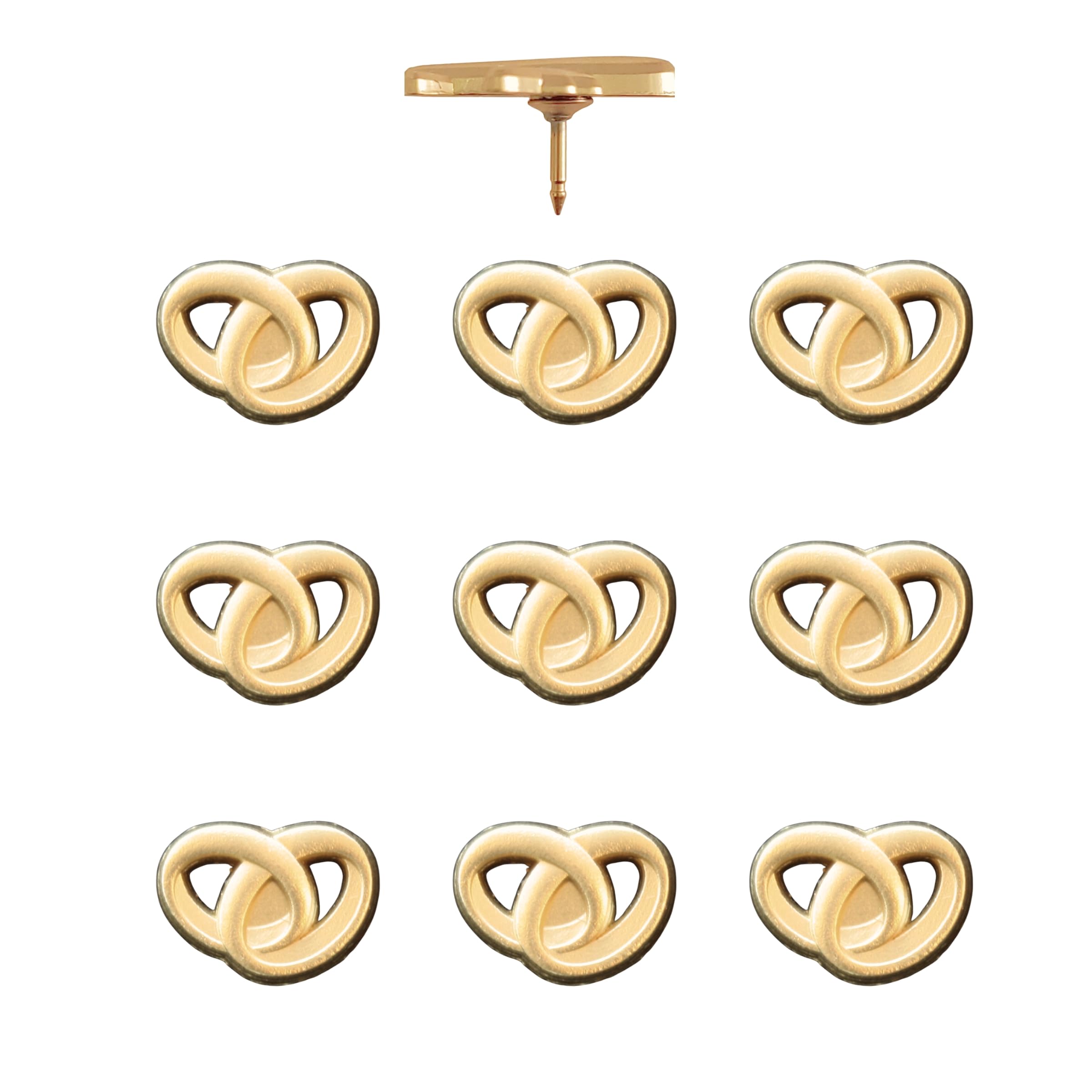 Wedding Rings Push Pins - Gold Intertwined Wedding Rings Map Pins for Cork Boards, Maps, or Lapel Use - Designed in USA - Set of 10