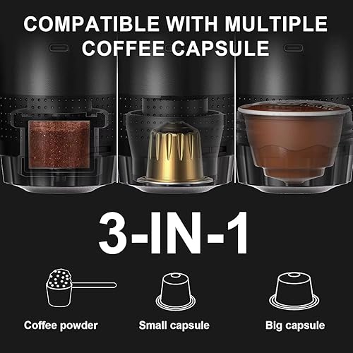 Miniatura 3 de Cafetera espresso portátil para viajes con estuche  Cafetera de viaje autocalentable con USB-C, compatible con café molido, cápsulas NES y DG  Ideal