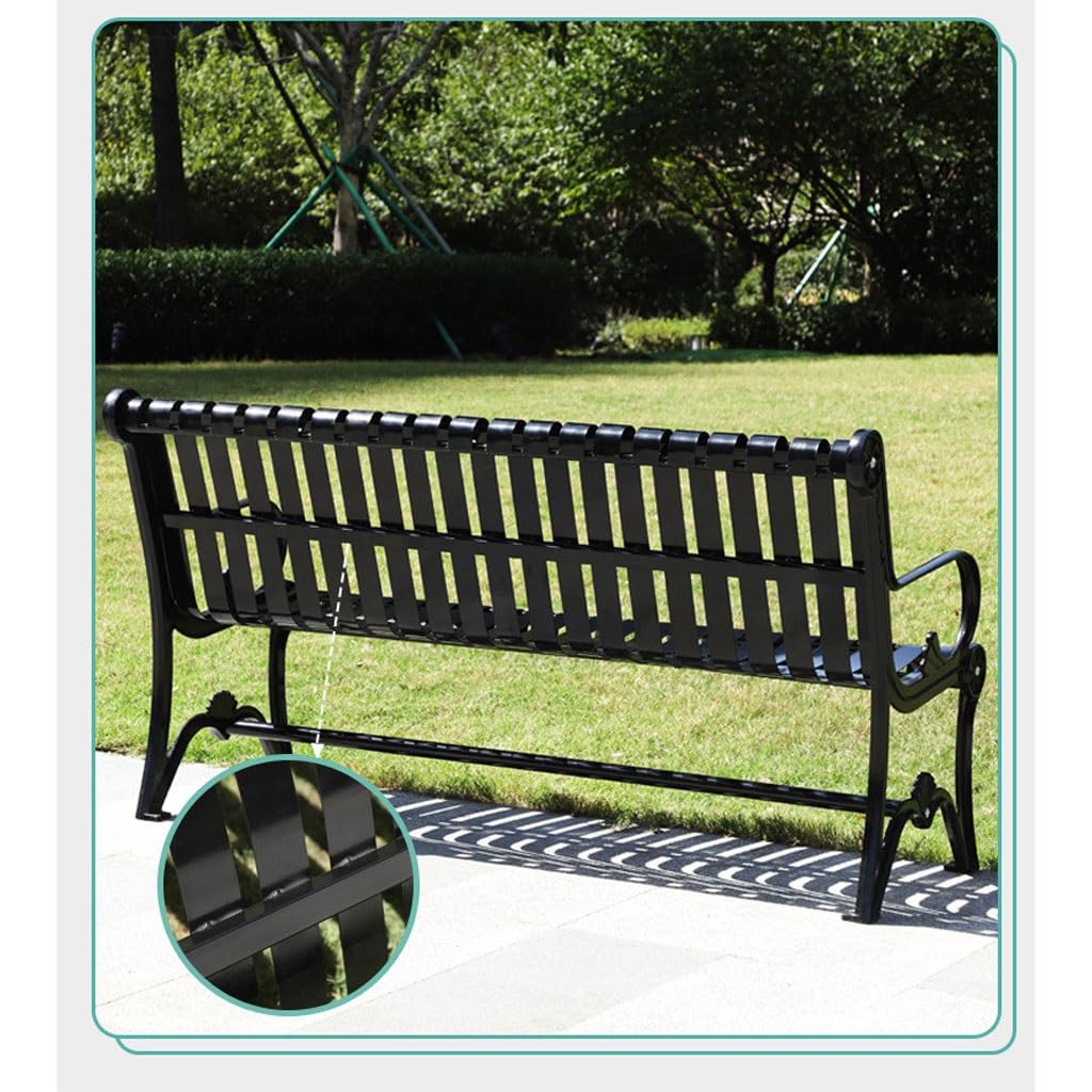 Panca da Giardino Sedie da Parco Panchine da Esterno Sedie da Giardino in Ferro for quartiere for Il Tempo Libero Doppi posti Panchine da Parco for Esterni Plaza Arredo per Veranda(B,180CM)