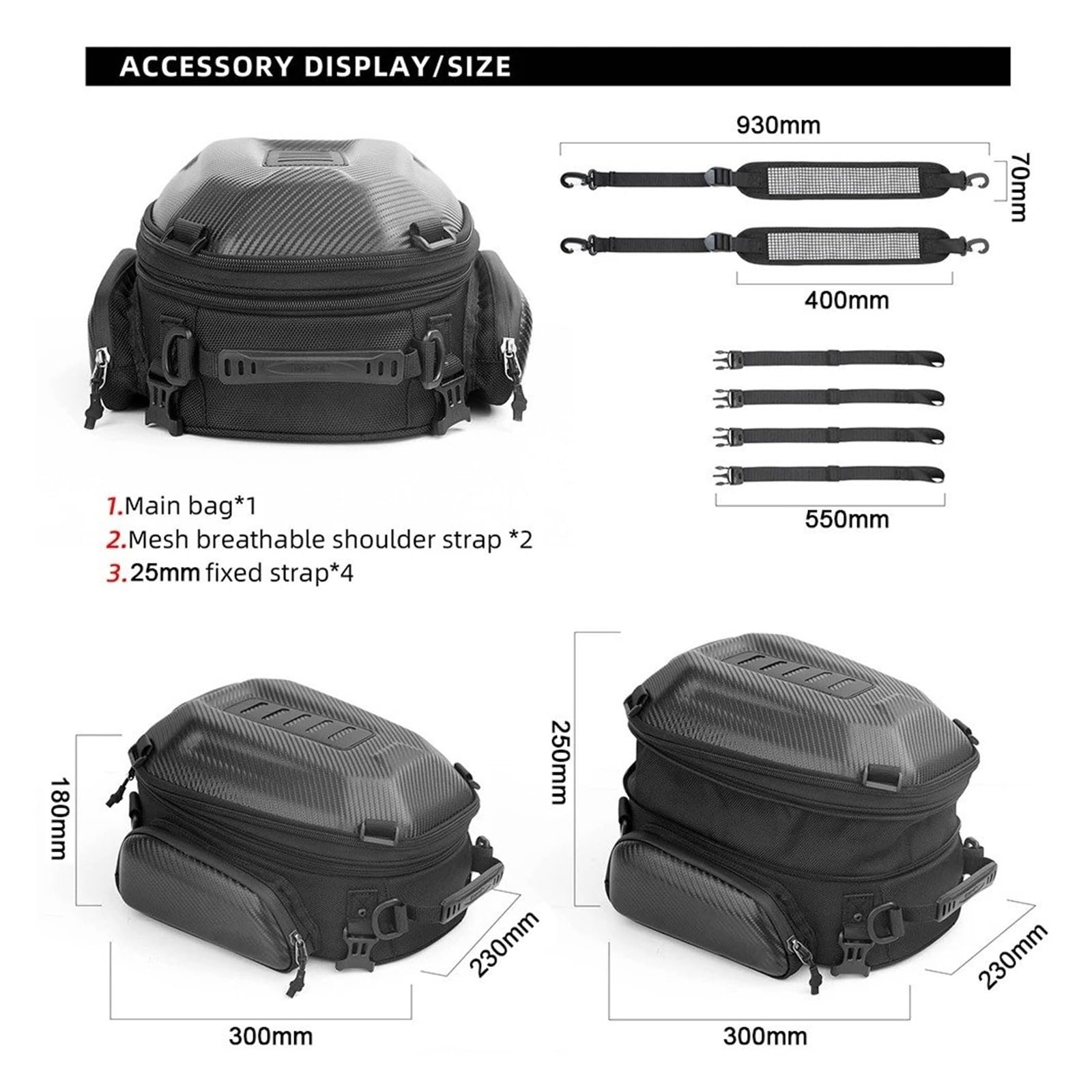 Borsa Moto Impermeabile Borsa Sedile Posteriore Espandibile Grande Capacità 12-18 Litri Attrezzi Posteriori Per Guida Universale Per Moto