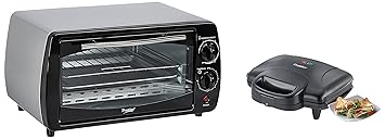 Prestige PGMFD 01 800W Sandwich Maker (Black) & POTG 9 PC 800-Watt Oven Toaster Grills (Grey,9 Liter)