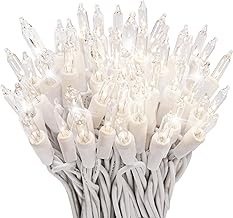 612 Vermont 100 Clear Christmas Twinkle Lights on White Wire, 12 of 100 Lights Twinkle, Indoor and Outdoor Use, Connect up to 4 Sets End to End, Lighted Length 20.6’, Total Length 21.8’