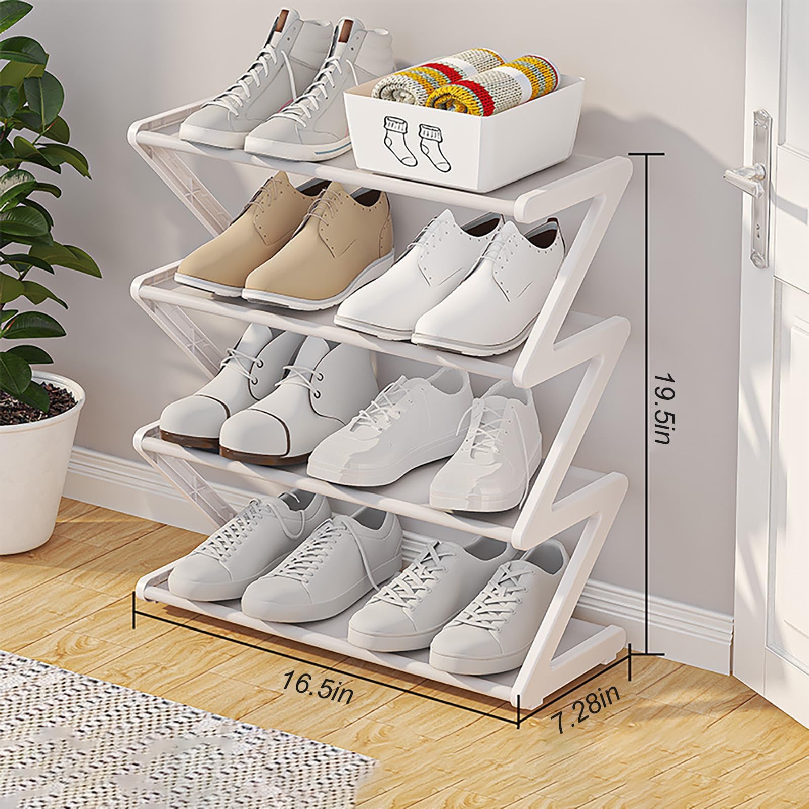 Scarpiera in Metallo Organizzatore per riporre Scarpe impilabile per Armadio, Ingresso, corridoio Design Semplice e alla Moda, autoportante con Tessuto Non Tessuto, Soluzione salvaspazio di