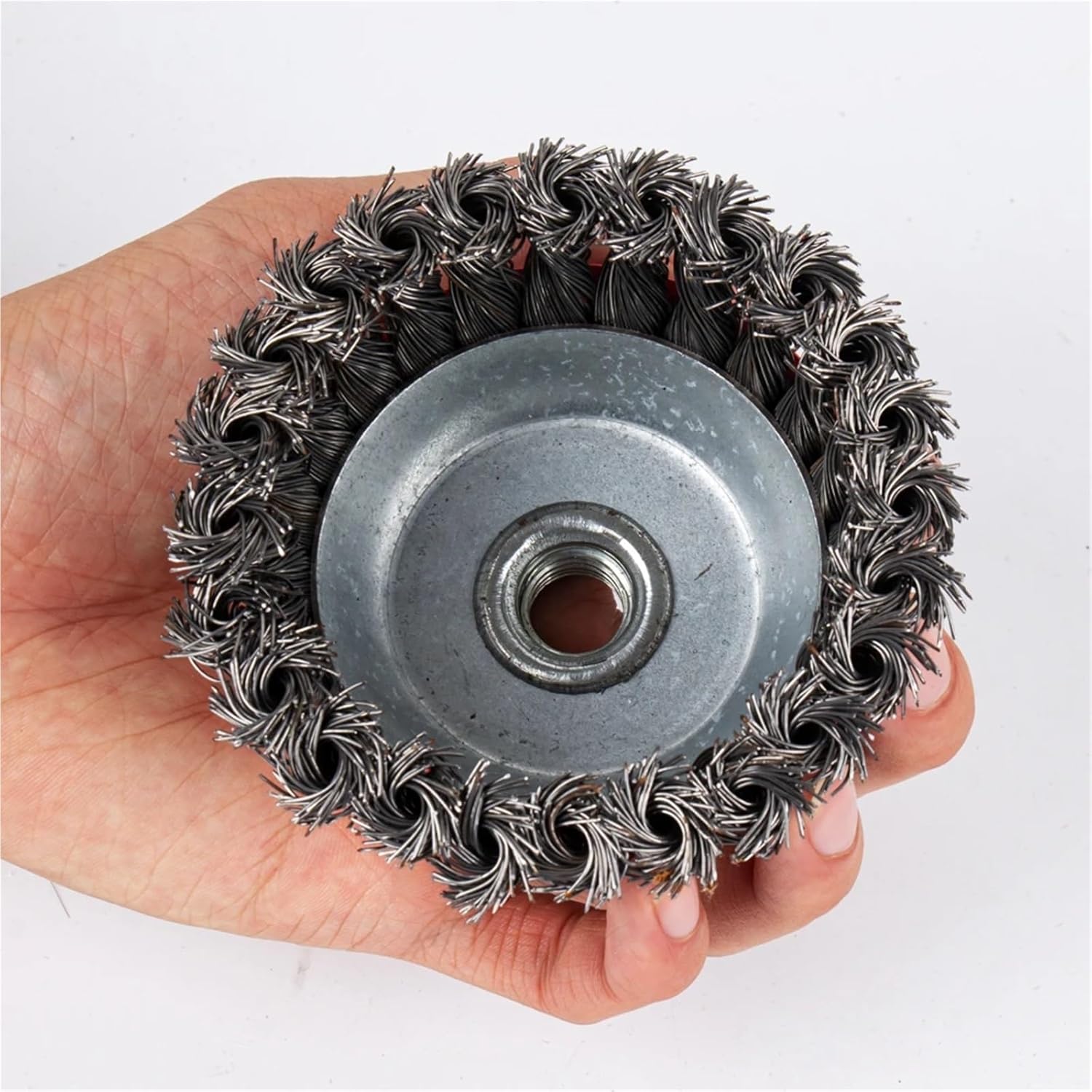 Twisted Steel Wire Wheel Quick Rust Clean Flat Cup Angle Grinder Brush Strong Paint Remove Rotary Twist Knot Deburring(Blue)