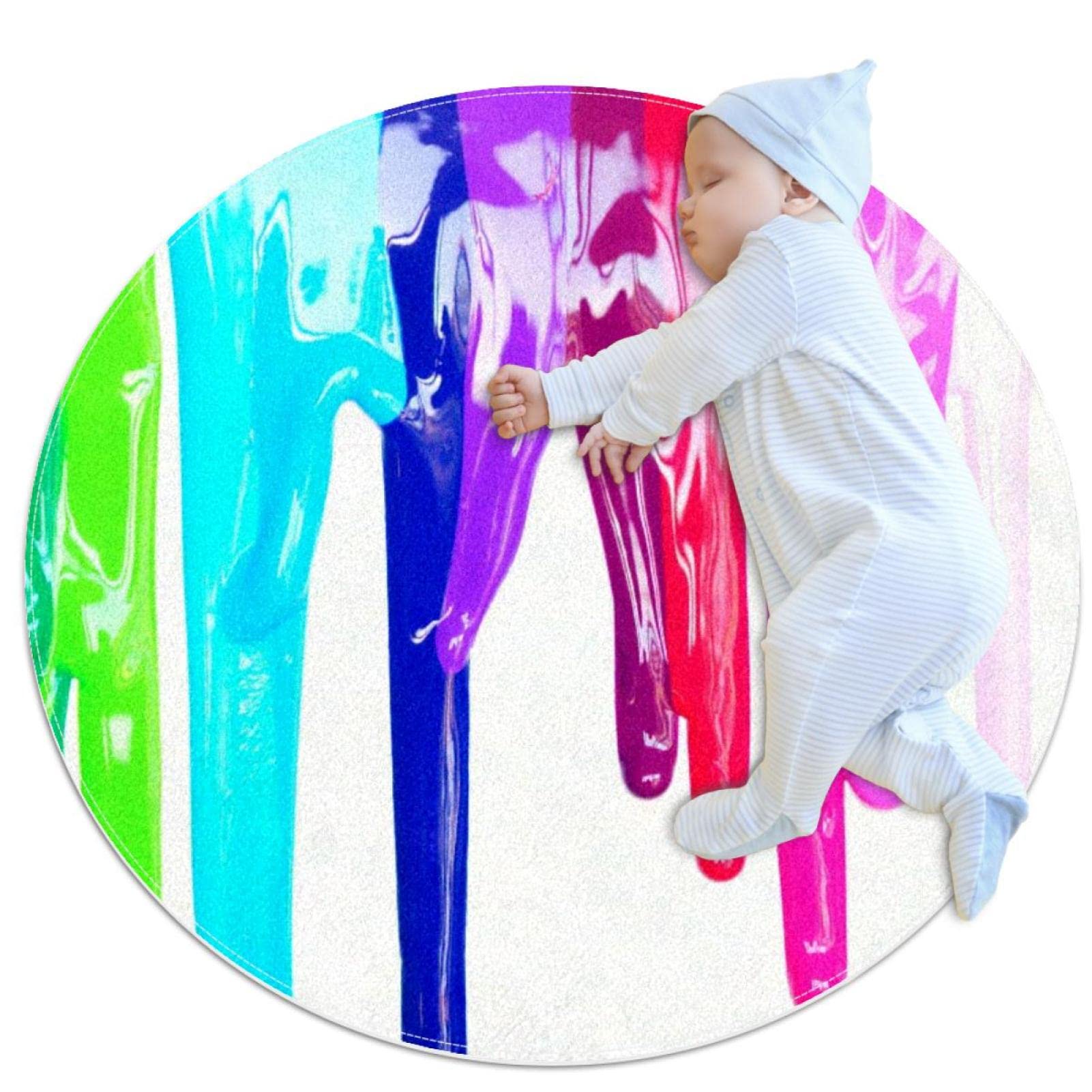 Tapis de salle de bain coloré rond antidérapant et tapis de chambre