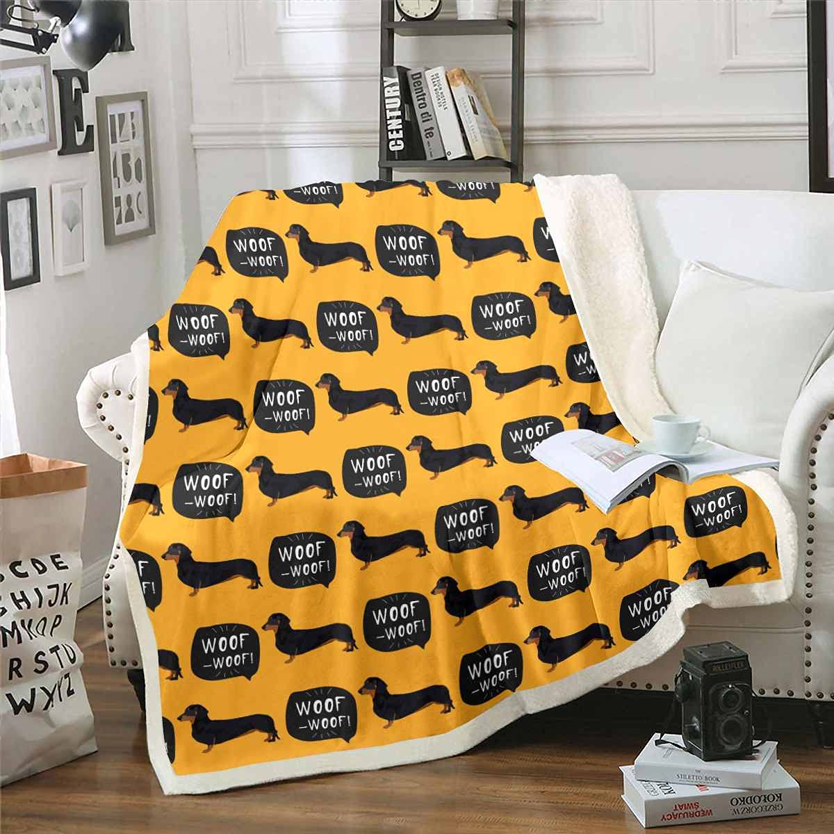 Manta de forro polar para perro de salchicha para cama sofá mascota perro transpirable cálida manta naranja rey 87 x 94 pulgadas