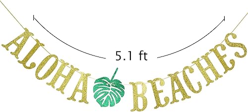 Miniatura 6 de Pancarta hawaiana de Aloha con guirnalda de hojas de palmera para decoración hawaiana tropical Luau playa fiesta de verano, suministros de
