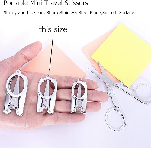 Miniatura 3 de Tijeras plegables, mini tijeras de viaje portátiles, tijeras pequeñas plegables de seguridad para manualidades, cortador telescópico de acero