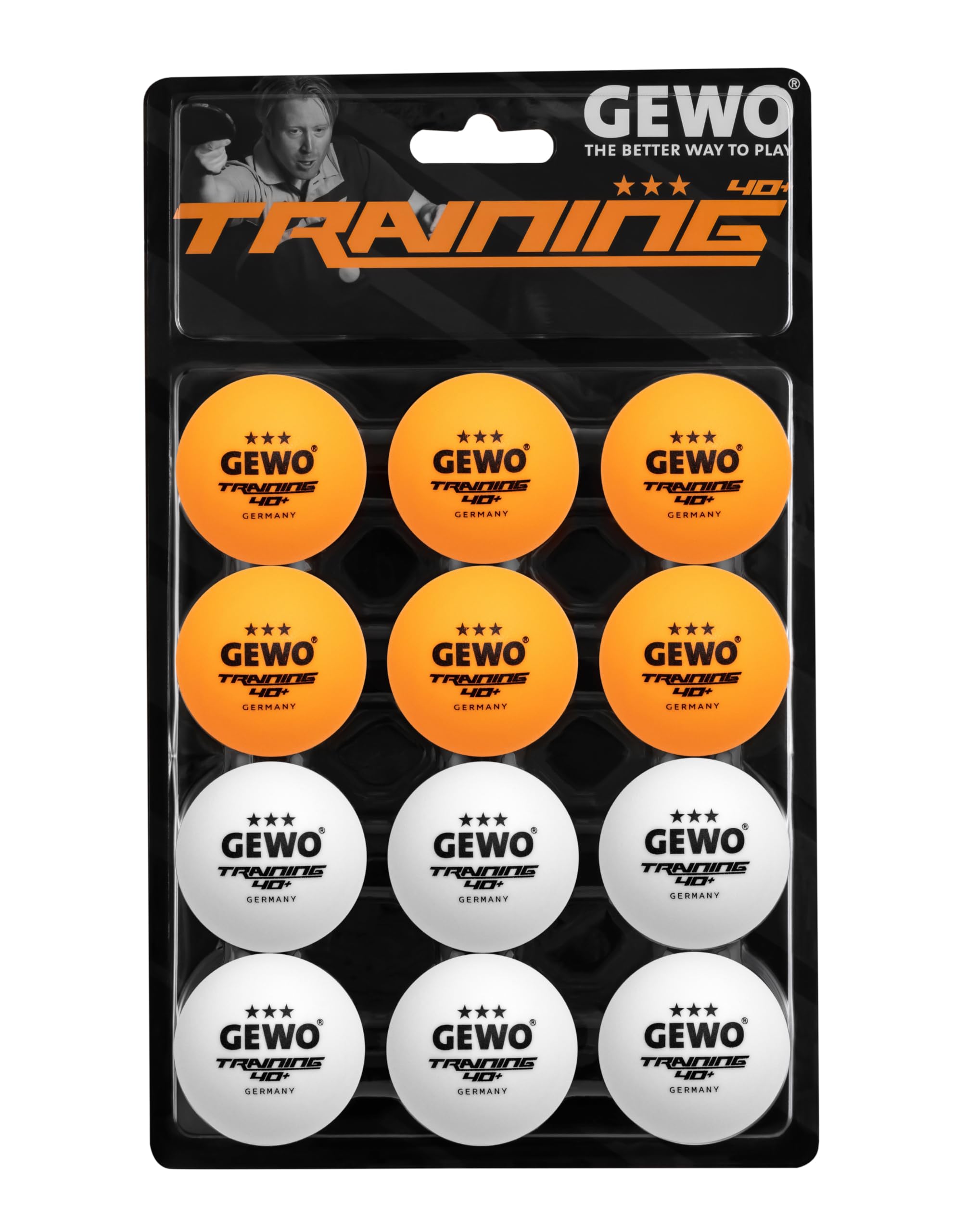 Balles De Ping-Pong GEWO Training 40+ - 3 Étoiles - 24 Pièces - ABS Avec Coutures - Pour Entraînement Et Loisirs