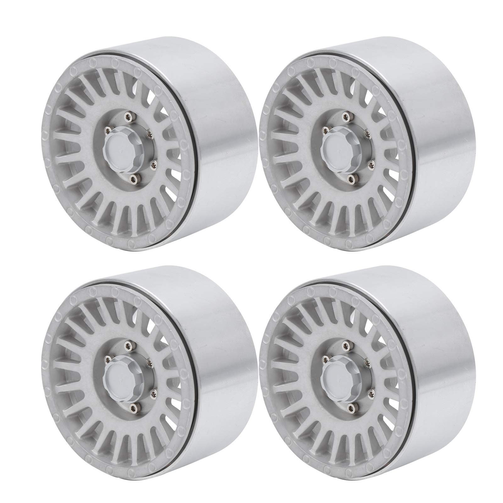 Cubo de rueda de Metal de 2,2 pulgadas, cubo de rueda sobre orugas CNC para coche de escalada, accesorio para coche RC 1/8 1/10 (Plata)