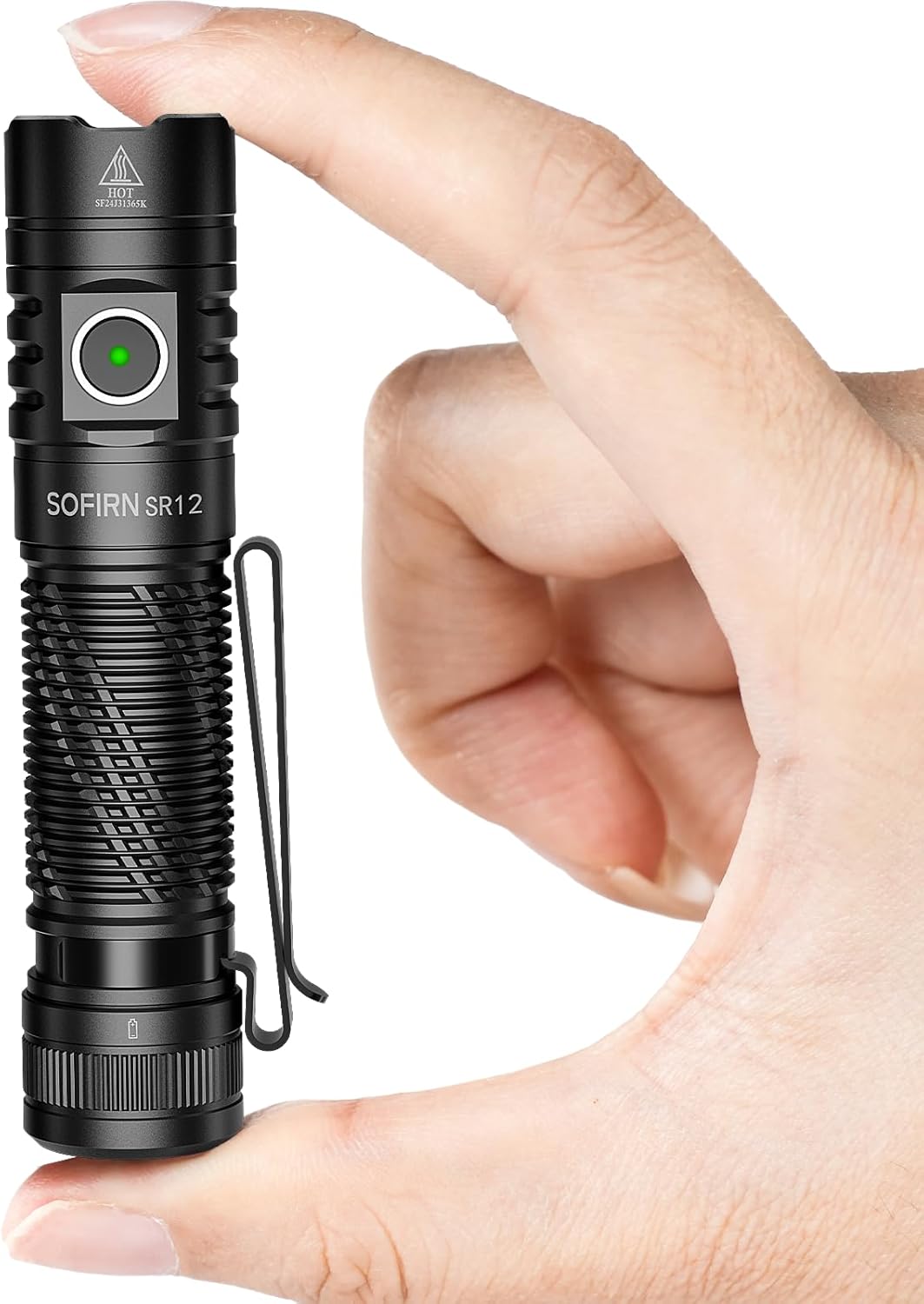Pocket Flashlight Rechargeable LED Light - Sofirn SR12 Small Flashlights Powerful, Bright EDC Light, 1300ft Long Throw Magnetic Flashlight High Lumens, IP68 Waterproof, Simple UI, Compact for Outdoor