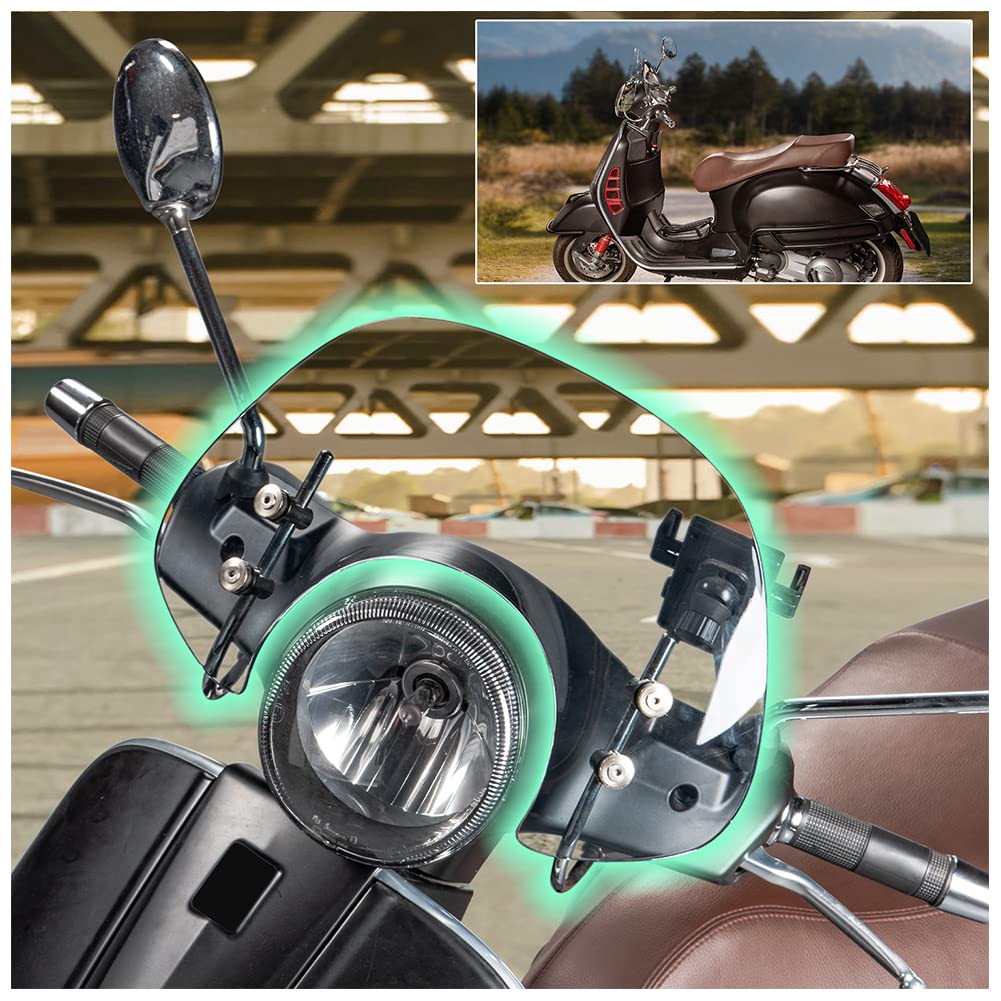 Parabrezza Zanzariera Deflettori Visiera per Vespa Primavera 50 125 150, 2017-2022, Moto Sportive, Schermo Corto Fumè Chiaro