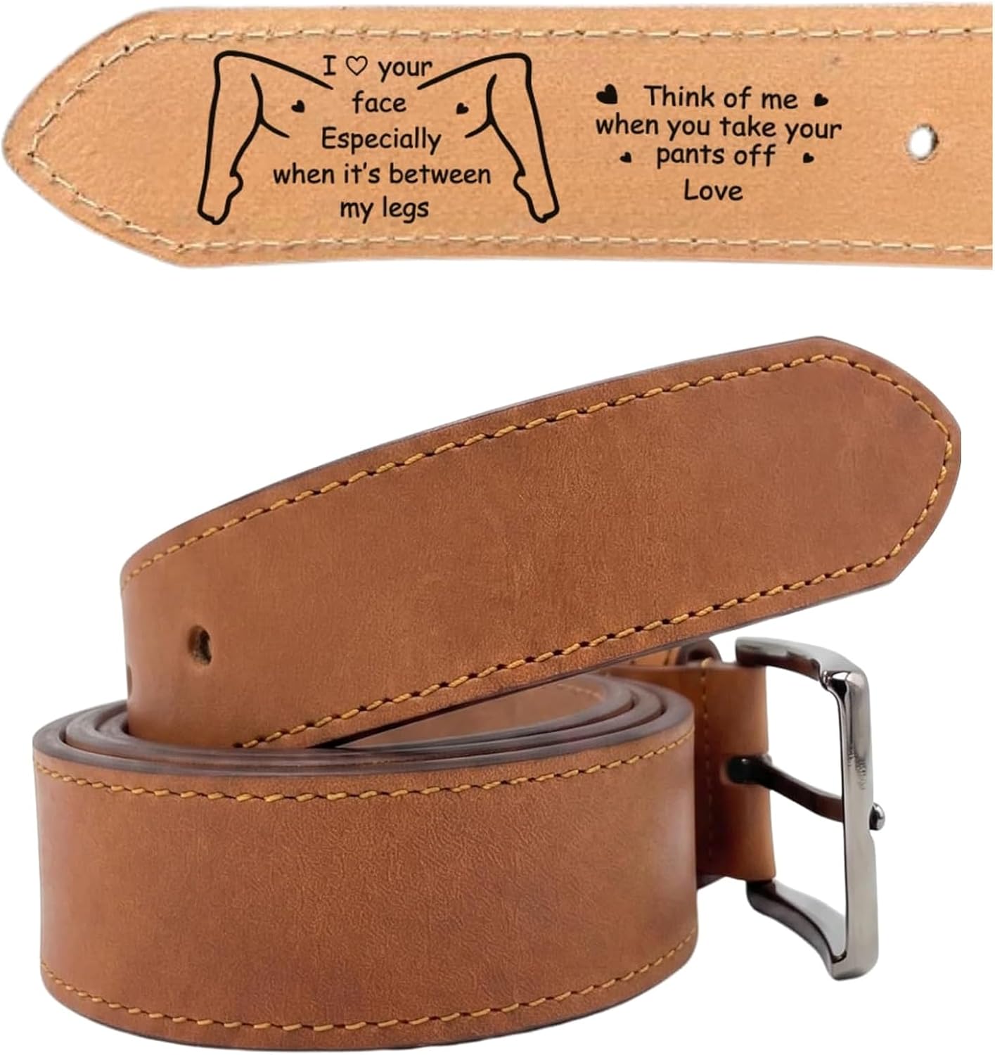 Eagle Epic I Love Your Face Men's Engraved Leather Belt