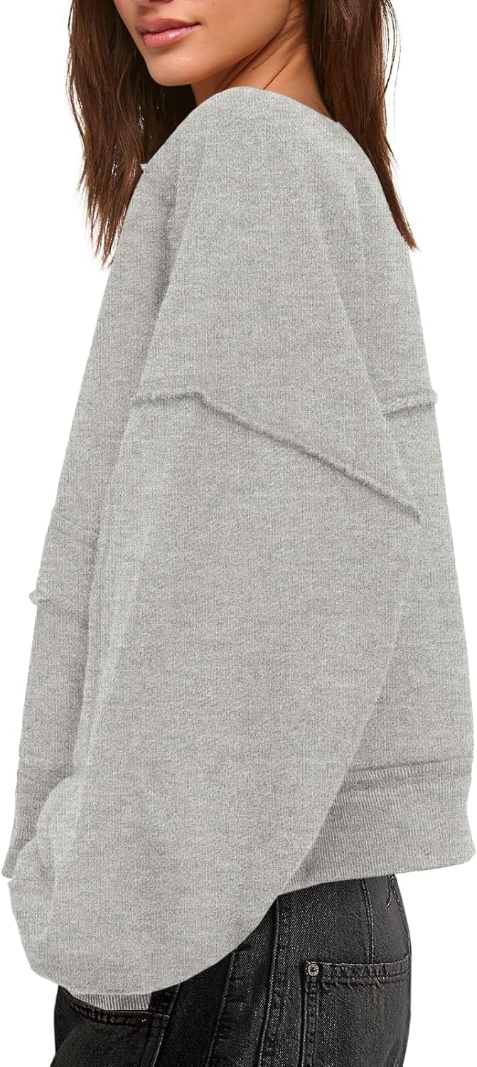 Nirovien Womens Sweatshirt Cardigan Open Front Oversized Sweatshirt Drop Shoulder Long Sleeve Crop Jackets with Pockets