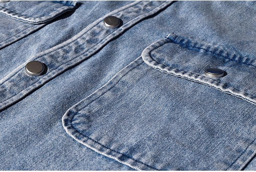 Men's Long Sleeve Slim-Fit Snap Denim Work Shirt - Image 4