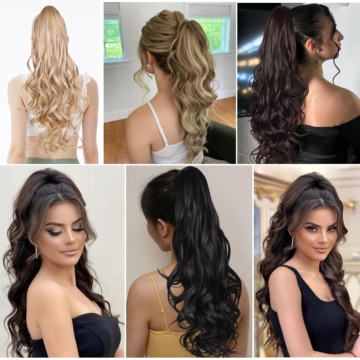 ZQIAN BEAUTY Ponytail Extension for Women, 26 Inch Long Layered Pony Tails Hair Extensions, Drawstring Ponytail for Black Women, Wavy Synthetic Hair Extensions Ponytail for Daily Use (Color: Brown)