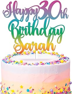 ANY Age ANY Name Birthday Cake Topper - Personalised Happy Birthday Cake Decoration for Her, Him - Name Cake Topper - Birthday Decorations - Printed 3mm Acrylic Cake Topper - Choice of Patterns