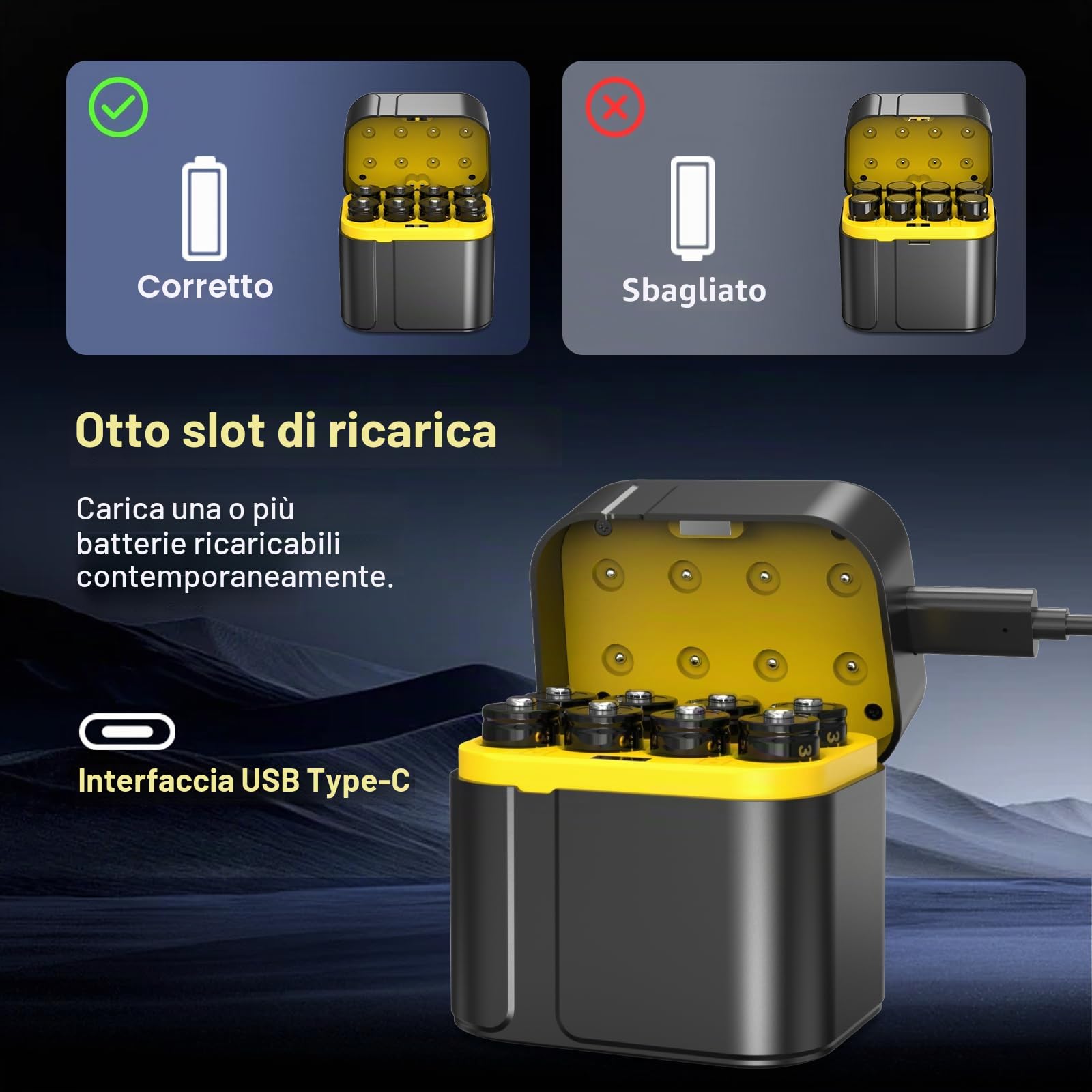 SURFOU 8Pcs 1.5V AA Lithium Batterie Ricaricabili con Caricabatterie 8 Slot, 3700mWh Ricarica Rapida e Stoccaggio, 2000 Cicli, Alta Capacità