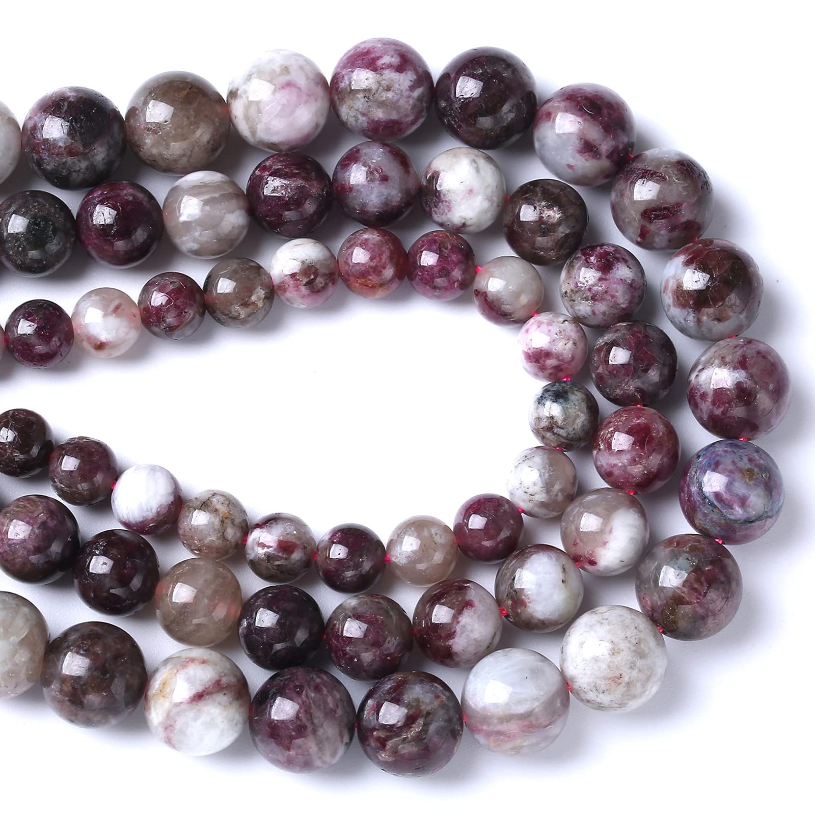 8 mm, 44 Stück, Naturstein, bunte Turmalin-Edelsteine, lose Perlen für Schmuckherstellung, DIY, Armband, Halskette, 1 Strang