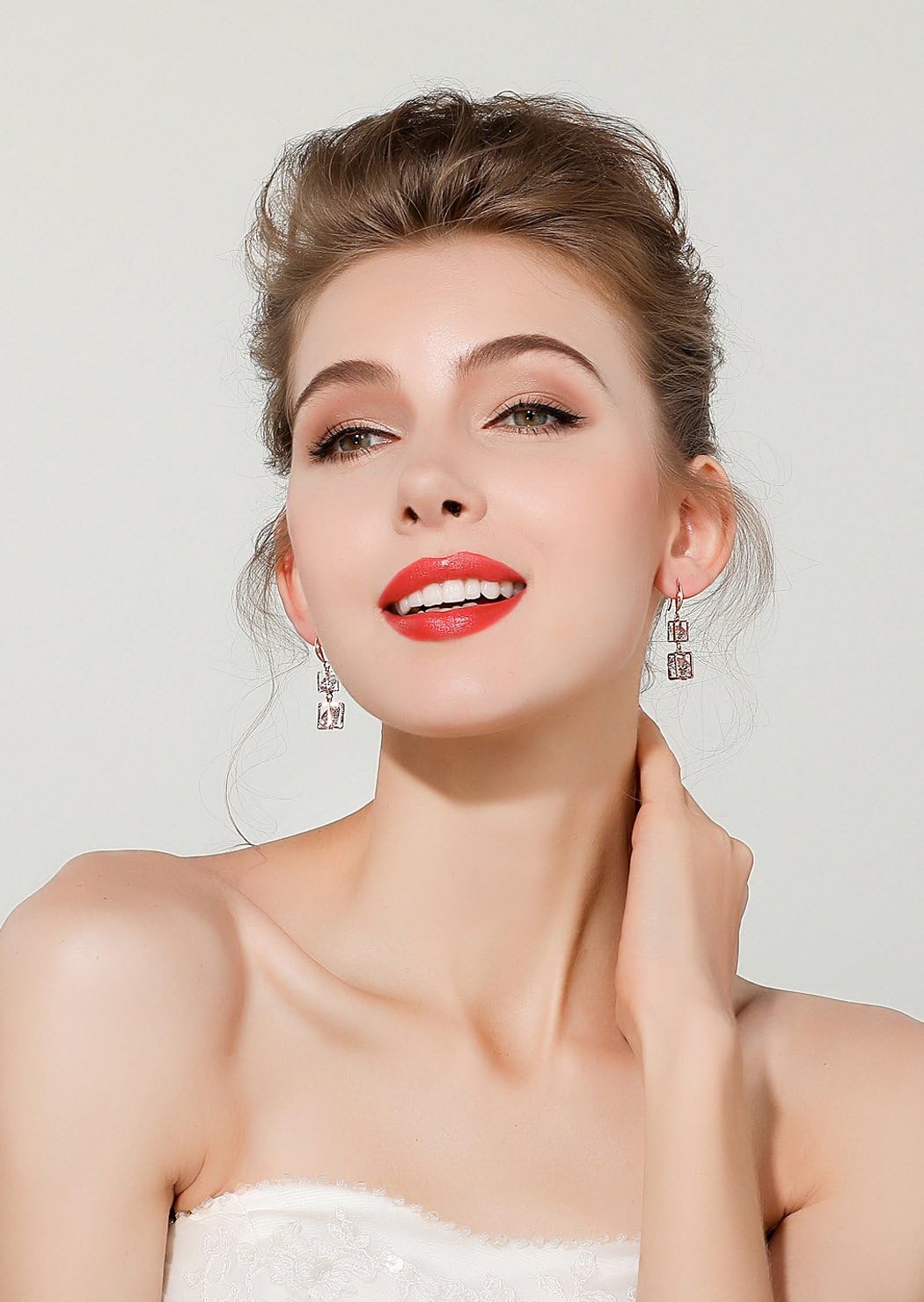 SBLING Platinum Plated or 18K Gold Plated or 18K Rose Gold Plated Cubic Zirconia Drop Earrings - Gifts for Women - Image 4