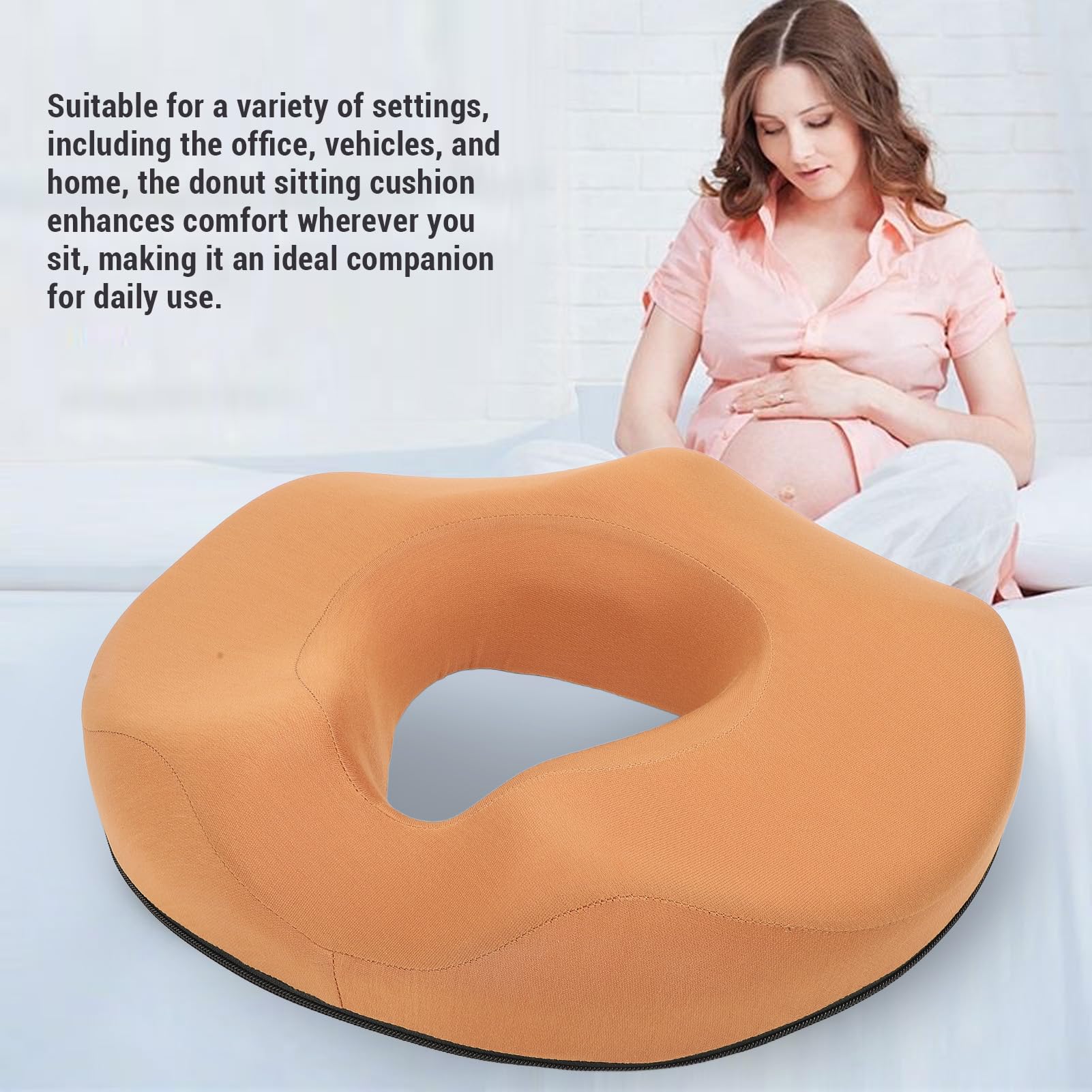 Cuscino a Ciambella Cuscino Comfort Traspirante per Migliorare la Postura Seduta per Uso Domestico in Ufficio, Materiali in Lattice + Nylon (Arancia)
