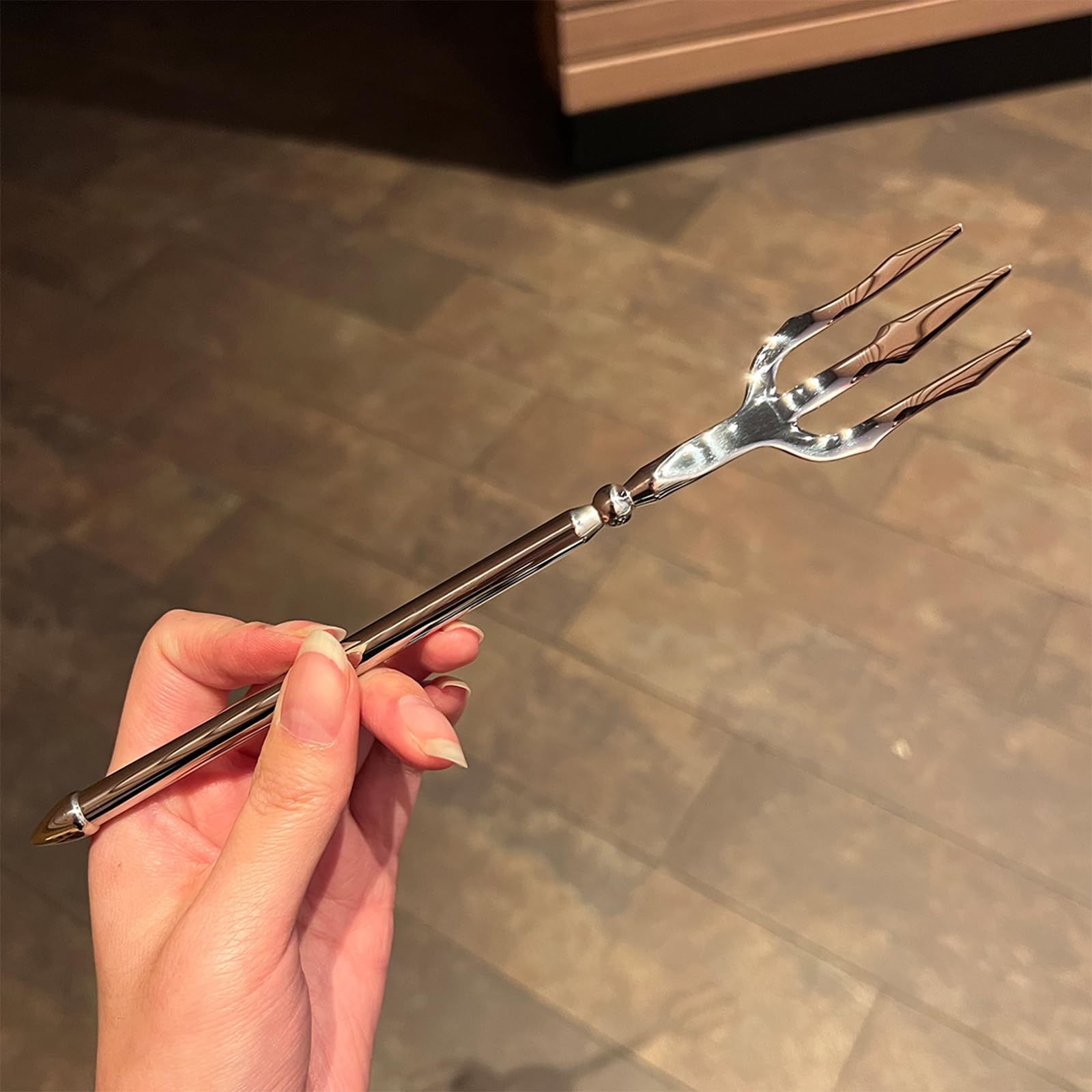 Dinner Forks, Stainless Steel Trident Fork, Stainless Steel, Poseidon Design, Salad Fork for Home, Kitchen and Restaurant, Dishwasher Safe, Flatware Sets (1 pcs fork)