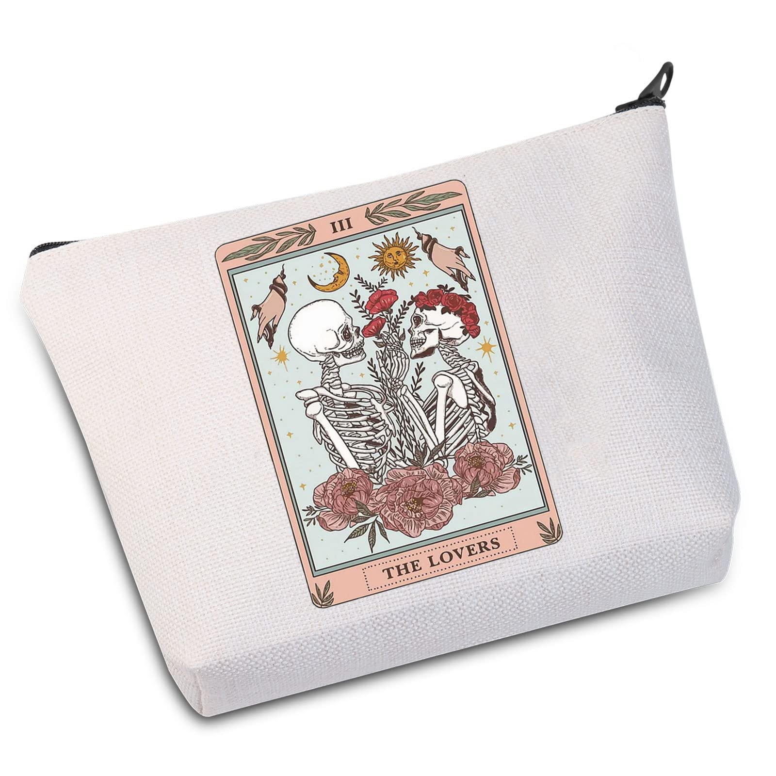 WZMPA Skeleton Couple Tarot Card Cosmetic Makeup Bag Witchy Tarot Card Lover Gift The lover Tarot Card Makeup Zipper Pouch Bag For Tarot Card Reader Fortune Teller, The lover