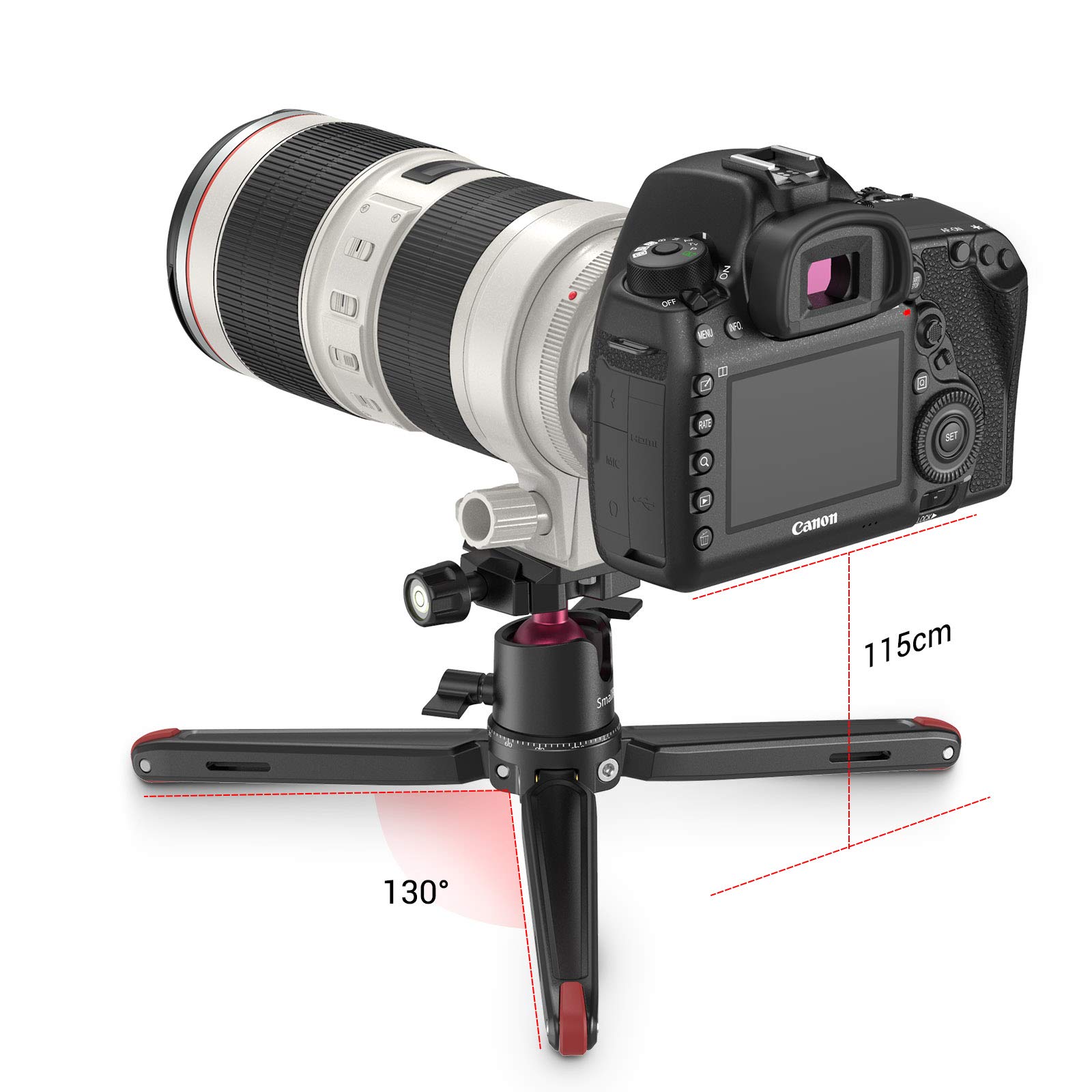 SMALLRIG Kamerastativ Leichtes Mini-Reisestativ aus Aluminium mit 1/4 Schraubbefestigung stativ, Smartphone, DSLR, Maximale Tragfähigkeit 2 kg - 2664