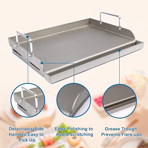 Miniatura 32 de Utheer Plancha reversible de cerámica de aluminio de 16.3 x 13 pulgadas, 50% más ligera, placa de parrilla plana y acanalada antiadherente 2 en 1