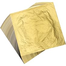 100 Sheets 16x16cm Gold, Silver & Rose Gold Leaf Foil Paper for Gilding, Crafting, DIY Arts, Cake Decorating & Makeup