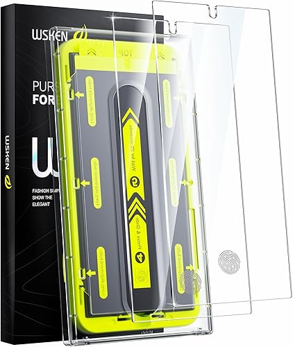 WSKEN Protector de pantalla para Samsung Galaxy S24 Ultra, eliminación automática de polvo soporte de desbloqueo de huellas dactilares Cobertura disponible en Yaxa Colombia