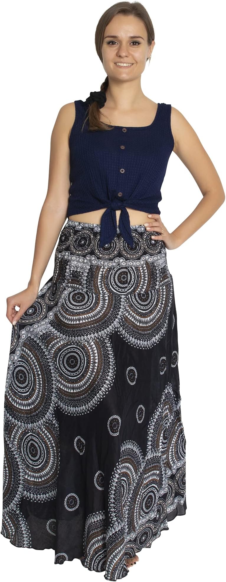 Happy TrunksSkirts for Women UK Loose Hippie Boho Chic Maxi Skirt That Turns into Midi Dress - Bohemian Beach Dress Cover Up Wrap Skirt Sarong