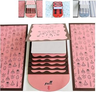 Handmade Christmas Gift Card Booklet, DIY Waterfall Money Holder Envelope Booklet, Pull-Out Merry Christmas Card Booklet Party Gift for Family, Friends