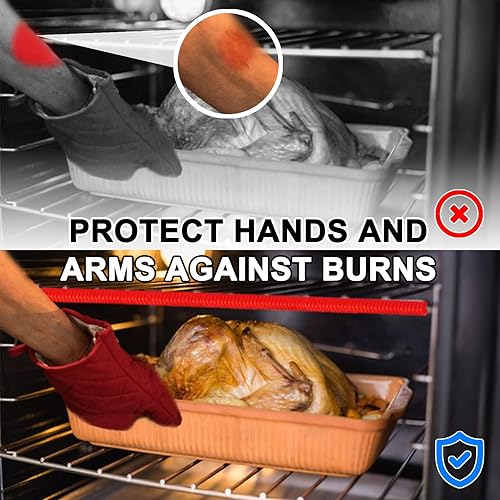 Miniatura 4 de Protectores de horno extra largos de 22 pulgadas, paquete de 2 protectores de horno resistentes al calor para estantes, protector de borde de
