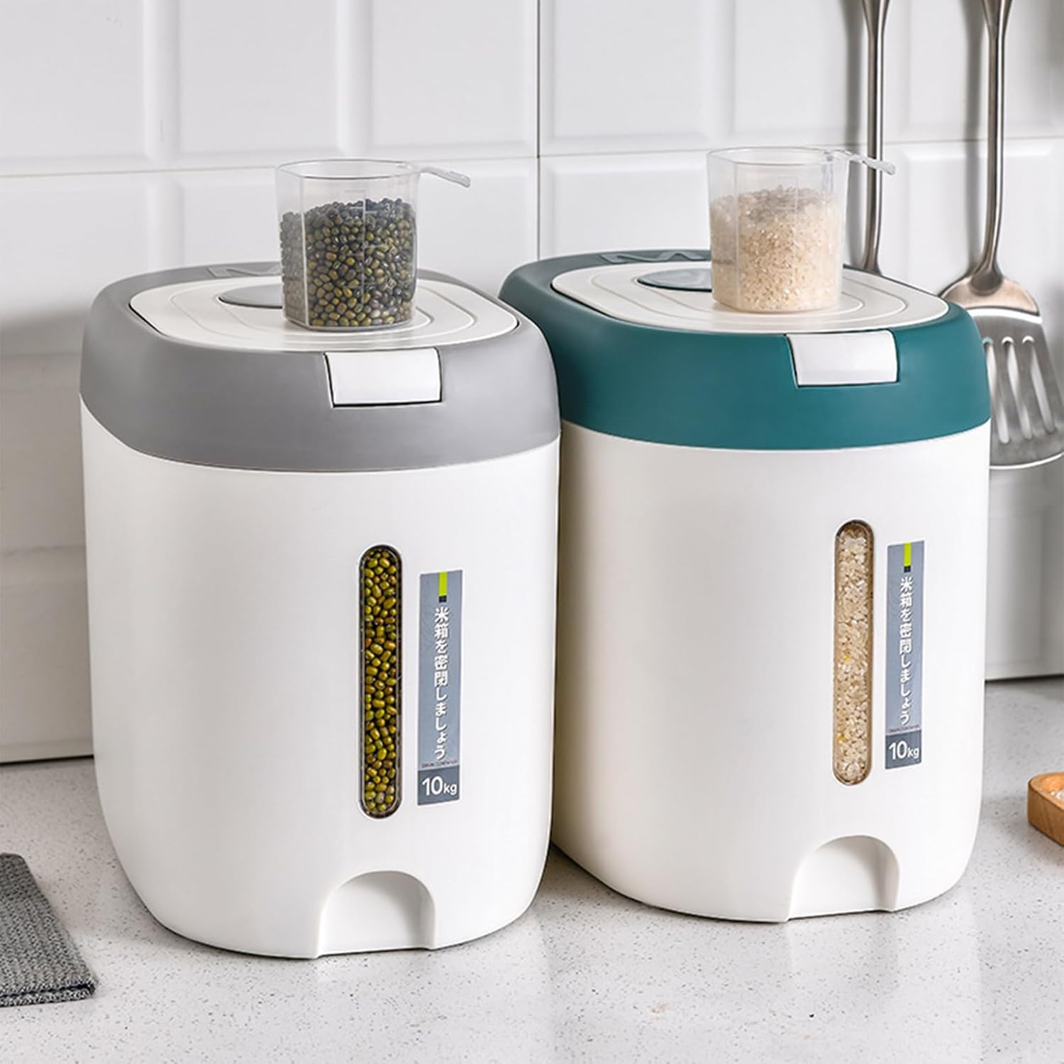 2. Push-Button Grains Dispenser Featuring Shatterproof PP Body & Dual-Lock Freshness Clear Window Rice Dispenser