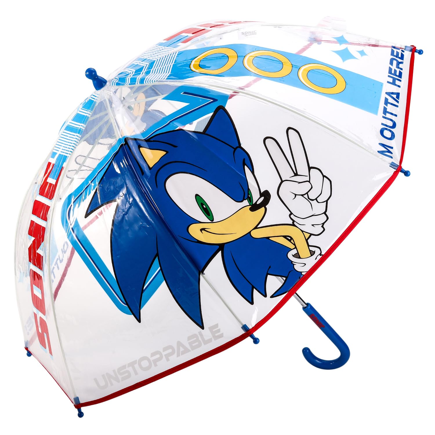 Cerdá Life's Little Moments Boys Multicolour Sonic The Hedgehog Dome Umbrella For Kids Childrens Girls Brolly With Safety Opening