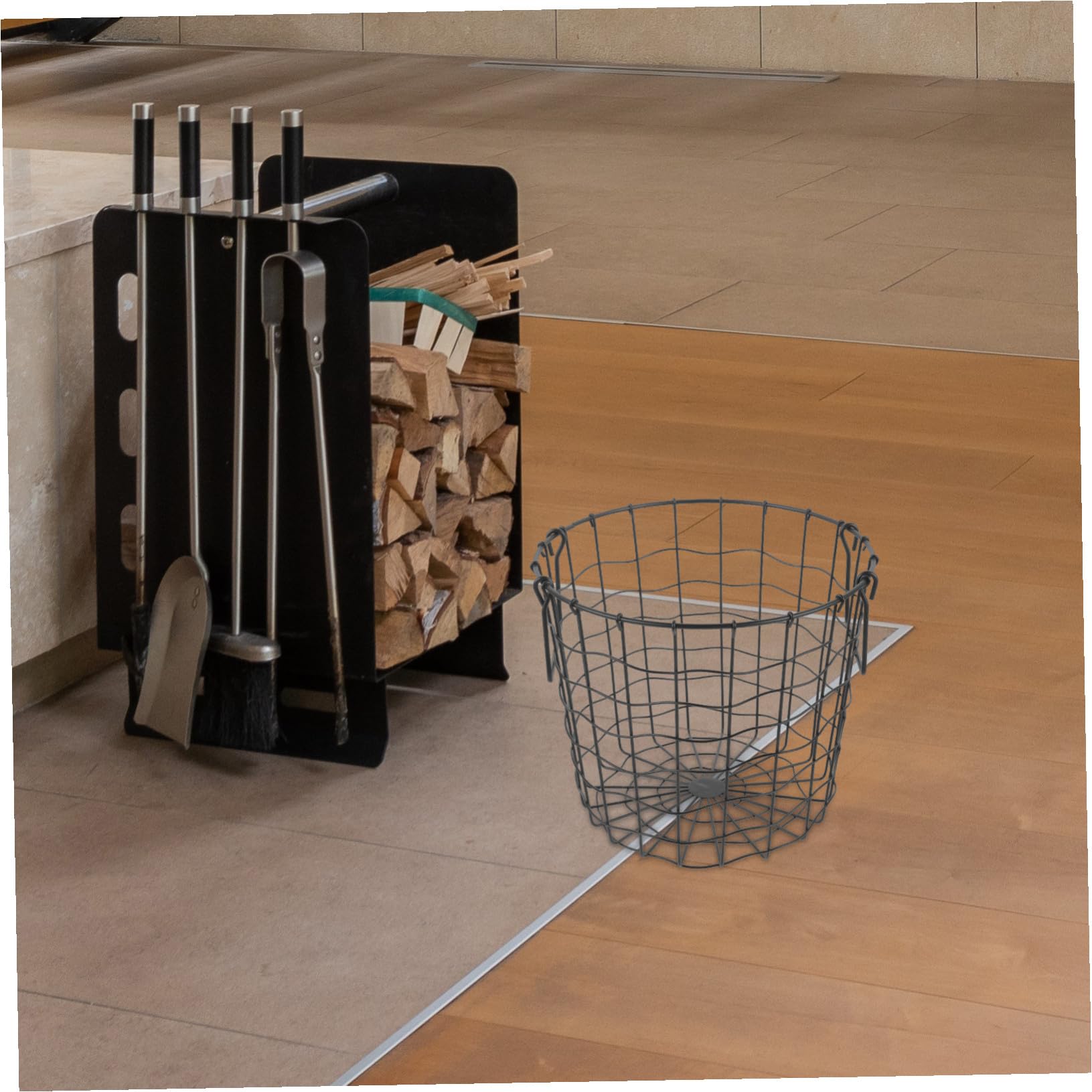 iplusmile Cesta para Almacenar Leña de Hierro Negro, Gran Capacidad